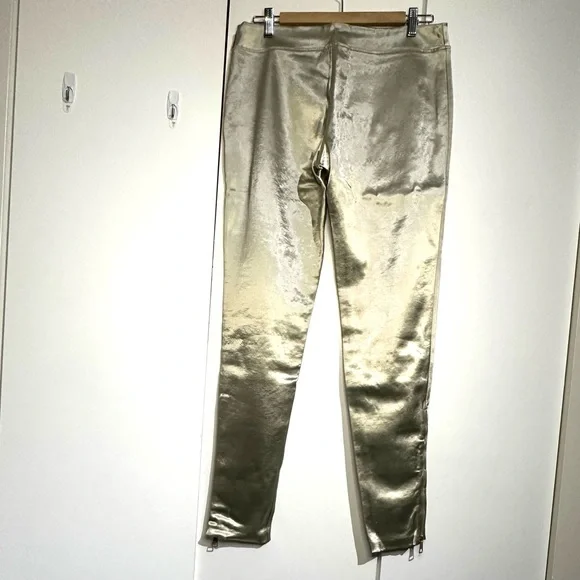 Burberry Gold Satin Women Skinny pant with zip ankle *RARE find* Prorsum NWT - Picture 6 of 6